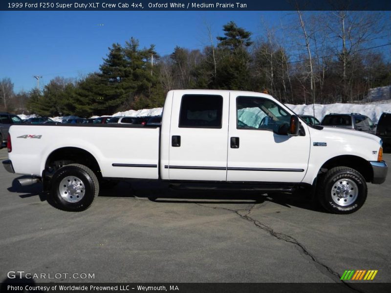 Oxford White / Medium Prairie Tan 1999 Ford F250 Super Duty XLT Crew Cab 4x4