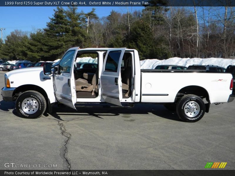 Oxford White / Medium Prairie Tan 1999 Ford F250 Super Duty XLT Crew Cab 4x4