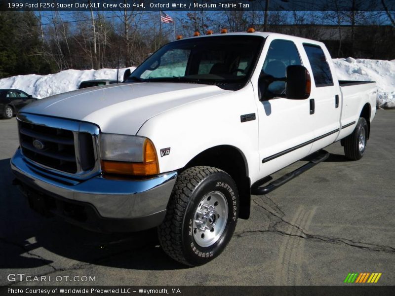 Oxford White / Medium Prairie Tan 1999 Ford F250 Super Duty XLT Crew Cab 4x4