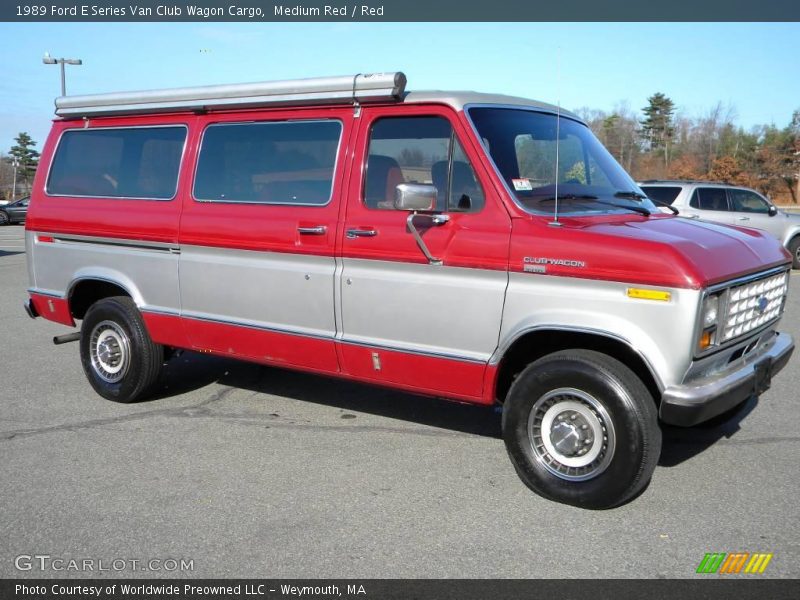 Medium Red / Red 1989 Ford E Series Van Club Wagon Cargo