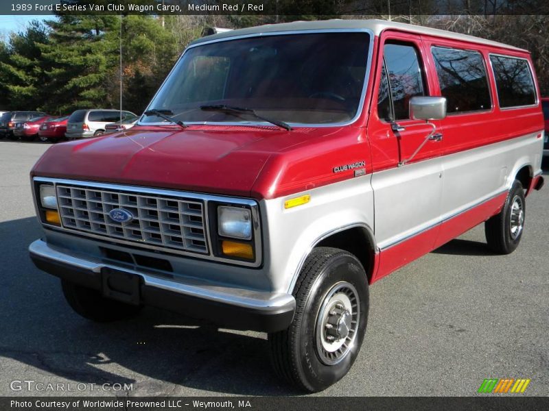 Medium Red / Red 1989 Ford E Series Van Club Wagon Cargo