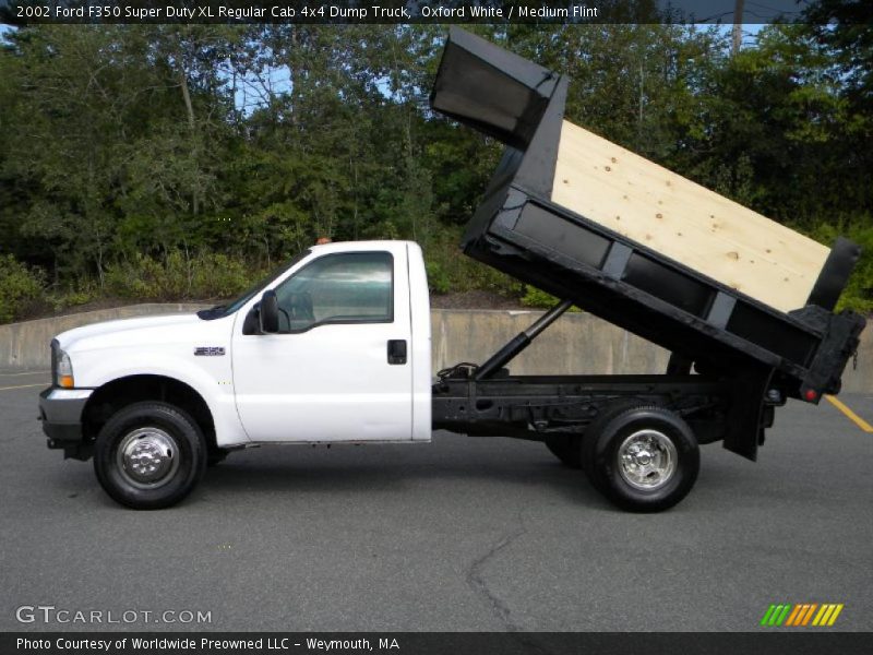 Oxford White / Medium Flint 2002 Ford F350 Super Duty XL Regular Cab 4x4 Dump Truck