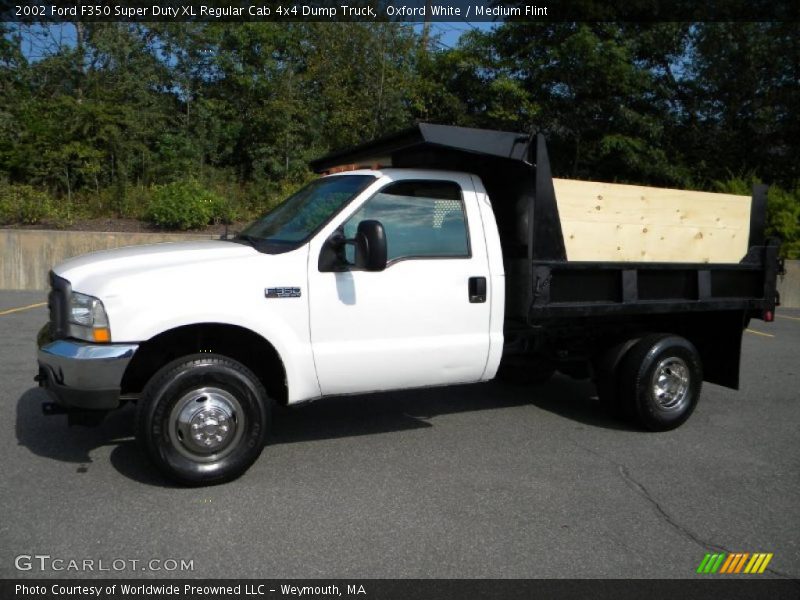 Oxford White / Medium Flint 2002 Ford F350 Super Duty XL Regular Cab 4x4 Dump Truck