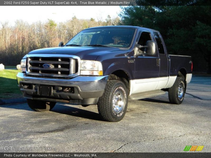 True Blue Metallic / Medium Flint 2002 Ford F250 Super Duty XLT SuperCab 4x4
