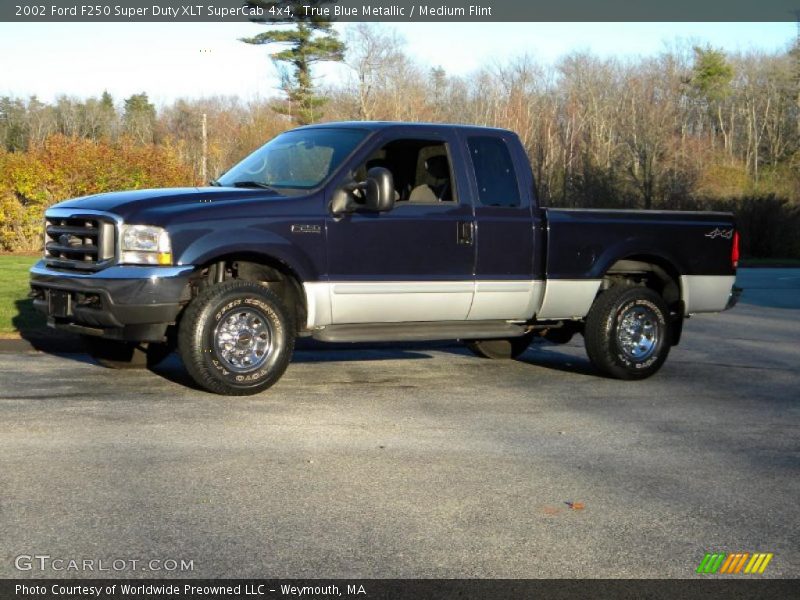 True Blue Metallic / Medium Flint 2002 Ford F250 Super Duty XLT SuperCab 4x4