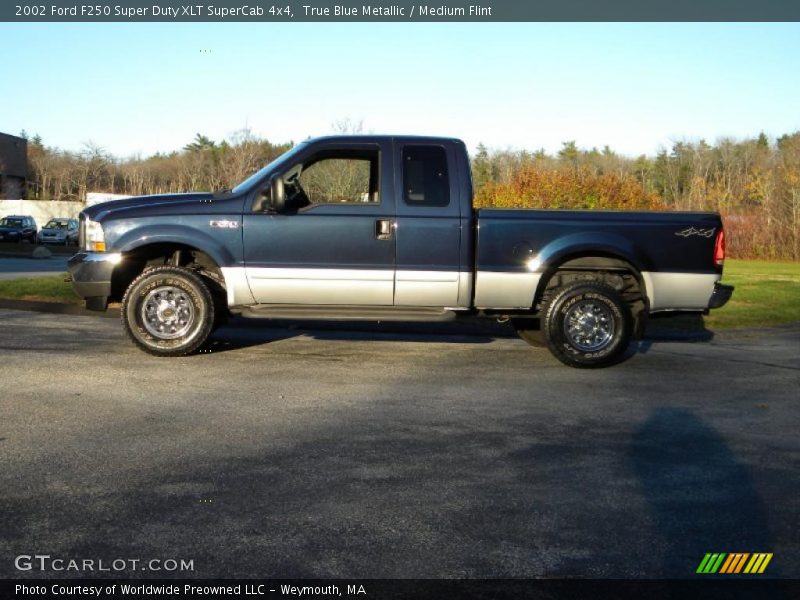 True Blue Metallic / Medium Flint 2002 Ford F250 Super Duty XLT SuperCab 4x4