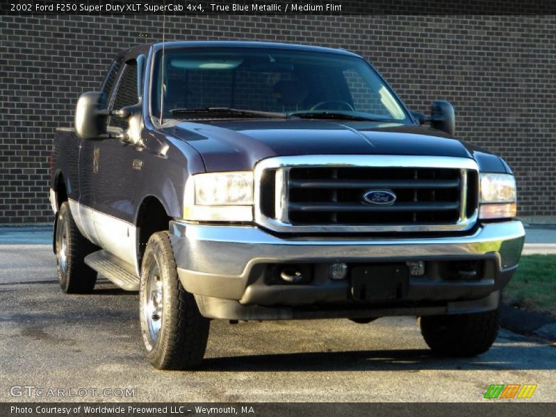 True Blue Metallic / Medium Flint 2002 Ford F250 Super Duty XLT SuperCab 4x4
