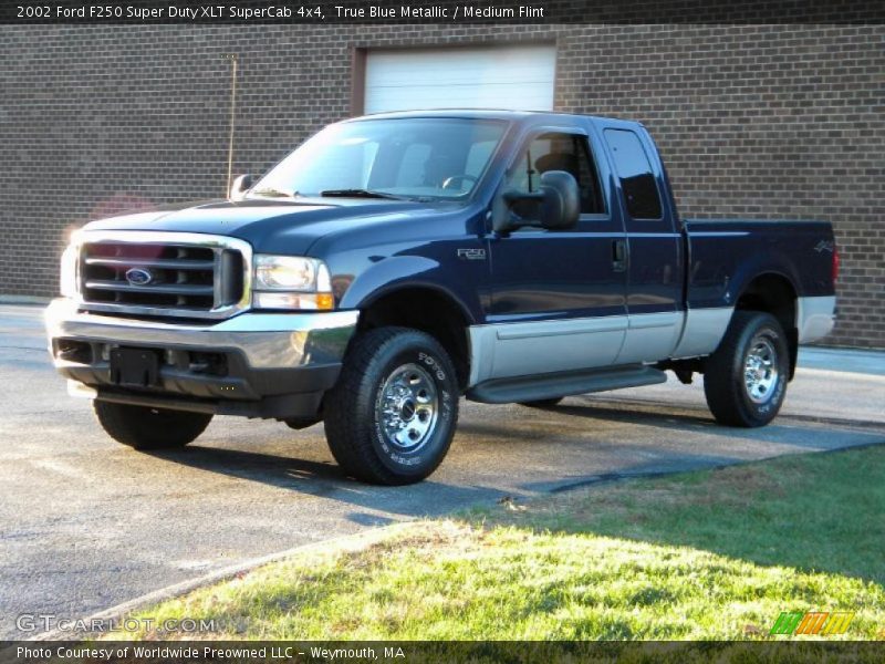 True Blue Metallic / Medium Flint 2002 Ford F250 Super Duty XLT SuperCab 4x4