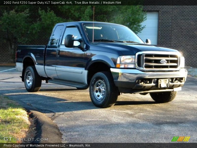 True Blue Metallic / Medium Flint 2002 Ford F250 Super Duty XLT SuperCab 4x4