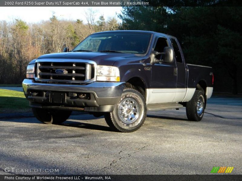 True Blue Metallic / Medium Flint 2002 Ford F250 Super Duty XLT SuperCab 4x4