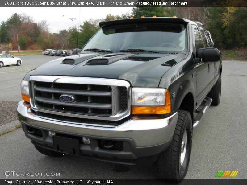 Dark Highland Green Metallic / Medium Parchment 2001 Ford F350 Super Duty Lariat Crew Cab 4x4