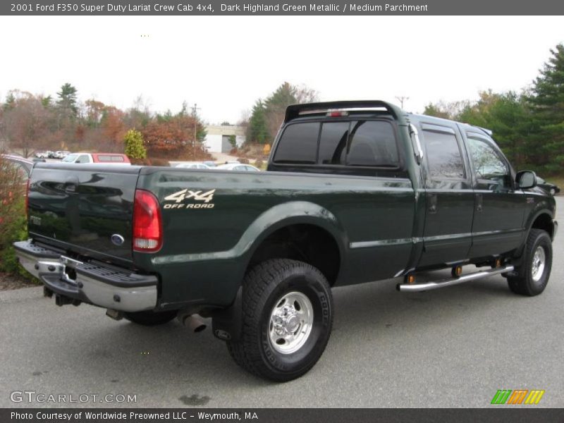 Dark Highland Green Metallic / Medium Parchment 2001 Ford F350 Super Duty Lariat Crew Cab 4x4