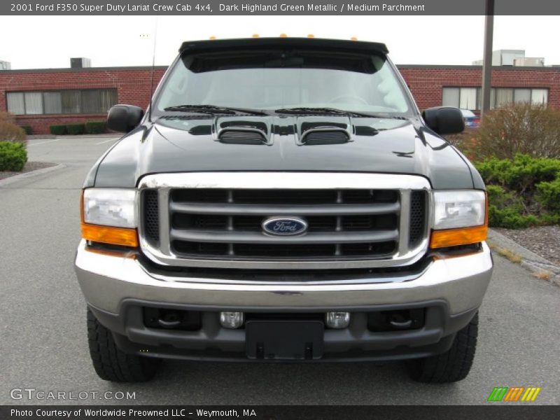 Dark Highland Green Metallic / Medium Parchment 2001 Ford F350 Super Duty Lariat Crew Cab 4x4