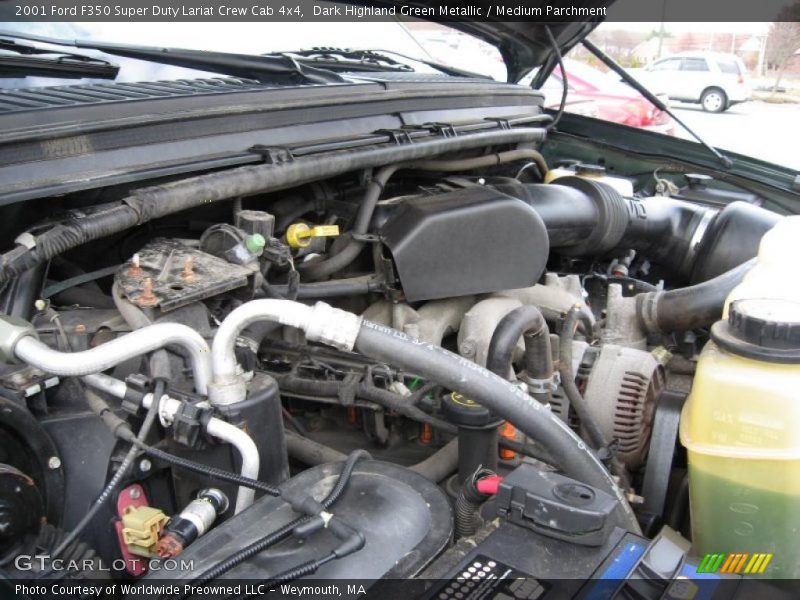 Dark Highland Green Metallic / Medium Parchment 2001 Ford F350 Super Duty Lariat Crew Cab 4x4