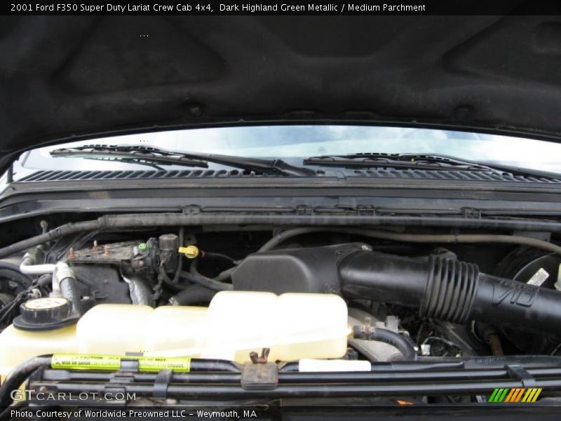 Dark Highland Green Metallic / Medium Parchment 2001 Ford F350 Super Duty Lariat Crew Cab 4x4