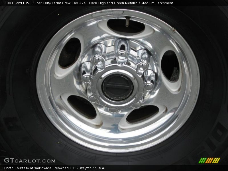 Dark Highland Green Metallic / Medium Parchment 2001 Ford F350 Super Duty Lariat Crew Cab 4x4