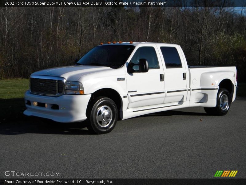 Oxford White / Medium Parchment 2002 Ford F350 Super Duty XLT Crew Cab 4x4 Dually