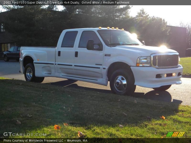 Oxford White / Medium Parchment 2002 Ford F350 Super Duty XLT Crew Cab 4x4 Dually