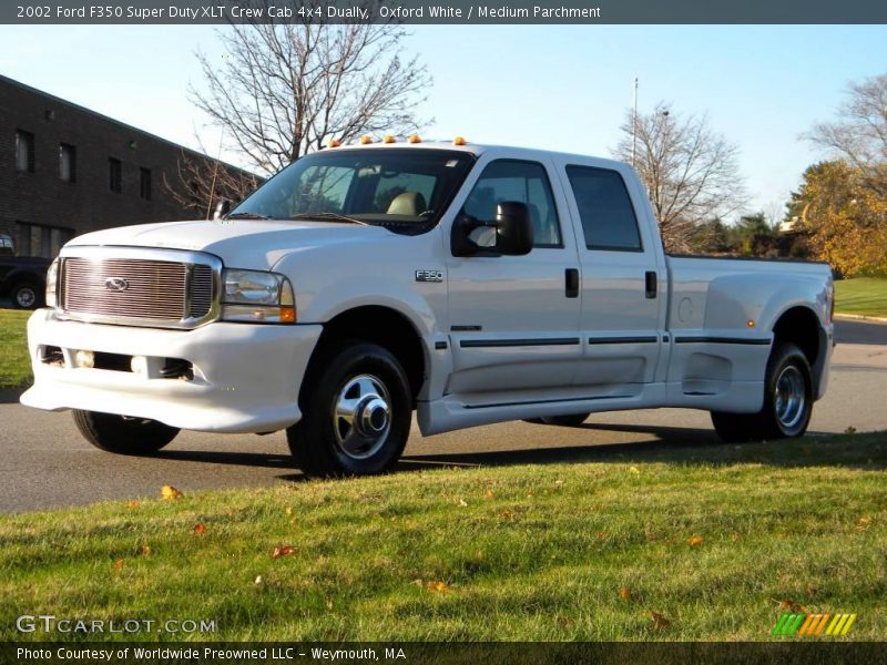 Oxford White / Medium Parchment 2002 Ford F350 Super Duty XLT Crew Cab 4x4 Dually