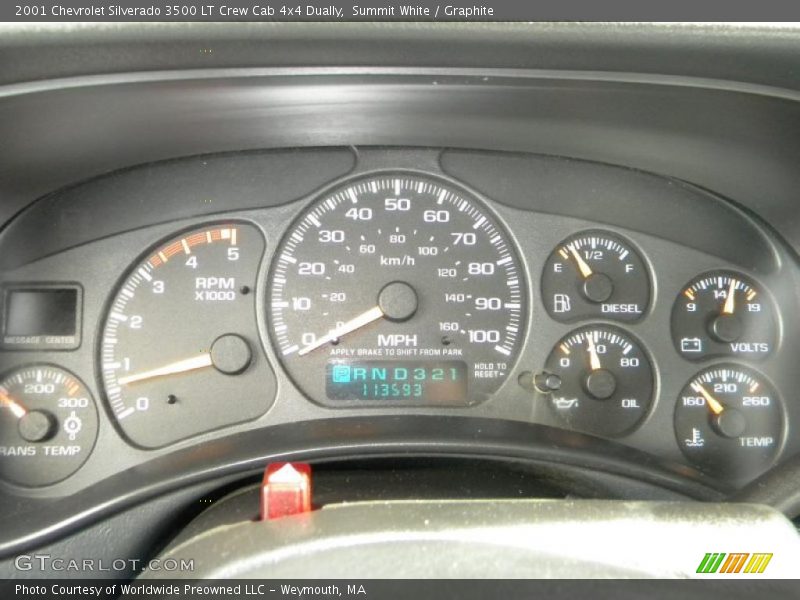 Summit White / Graphite 2001 Chevrolet Silverado 3500 LT Crew Cab 4x4 Dually