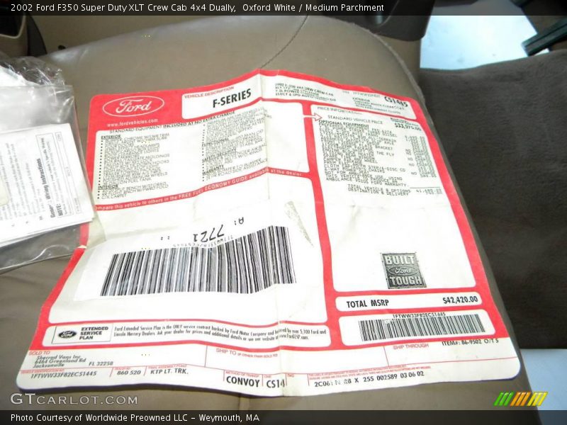 Oxford White / Medium Parchment 2002 Ford F350 Super Duty XLT Crew Cab 4x4 Dually