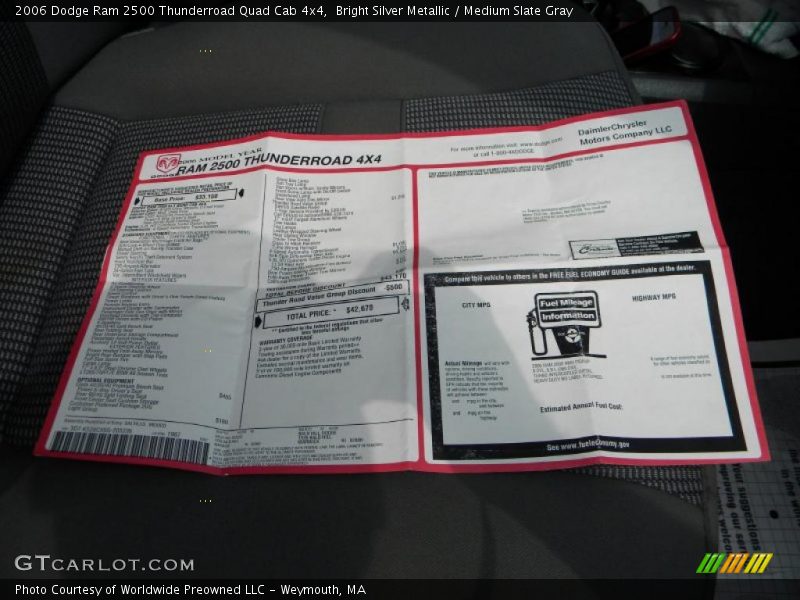  2006 Ram 2500 Thunderroad Quad Cab 4x4 Window Sticker