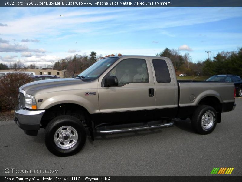 Arizona Beige Metallic / Medium Parchment 2002 Ford F250 Super Duty Lariat SuperCab 4x4