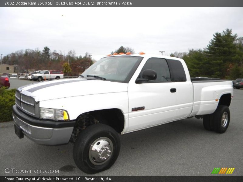 Bright White / Agate 2002 Dodge Ram 3500 SLT Quad Cab 4x4 Dually