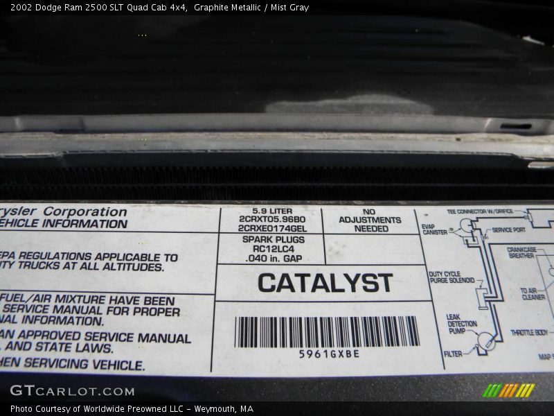 Graphite Metallic / Mist Gray 2002 Dodge Ram 2500 SLT Quad Cab 4x4