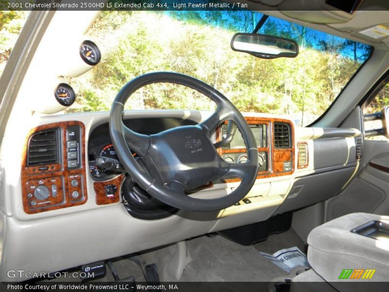Light Pewter Metallic / Tan 2001 Chevrolet Silverado 2500HD LS Extended Cab 4x4
