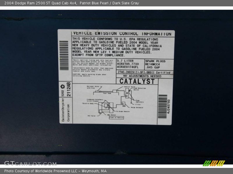 Patriot Blue Pearl / Dark Slate Gray 2004 Dodge Ram 2500 ST Quad Cab 4x4