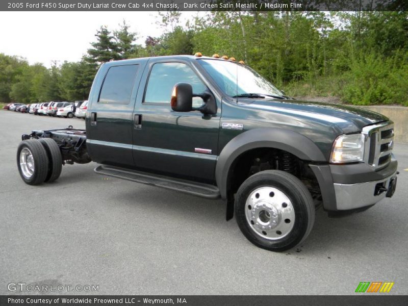 Dark Green Satin Metallic / Medium Flint 2005 Ford F450 Super Duty Lariat Crew Cab 4x4 Chassis