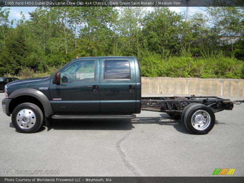 Dark Green Satin Metallic / Medium Flint 2005 Ford F450 Super Duty Lariat Crew Cab 4x4 Chassis