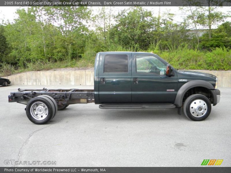 Dark Green Satin Metallic / Medium Flint 2005 Ford F450 Super Duty Lariat Crew Cab 4x4 Chassis
