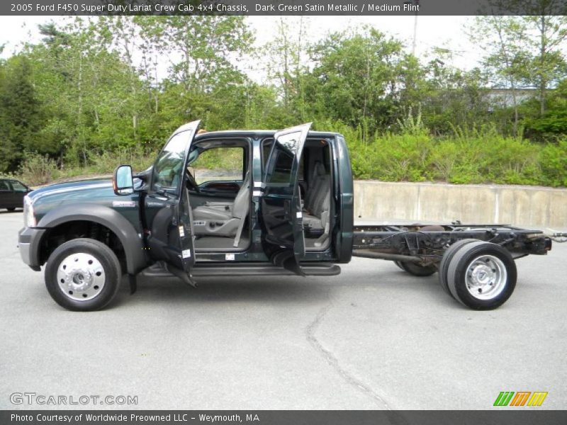 Dark Green Satin Metallic / Medium Flint 2005 Ford F450 Super Duty Lariat Crew Cab 4x4 Chassis