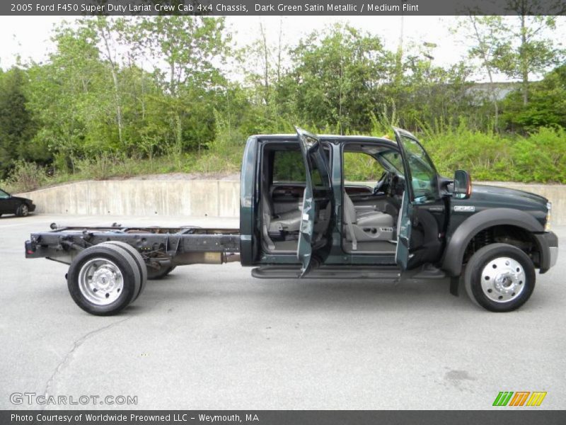 Dark Green Satin Metallic / Medium Flint 2005 Ford F450 Super Duty Lariat Crew Cab 4x4 Chassis