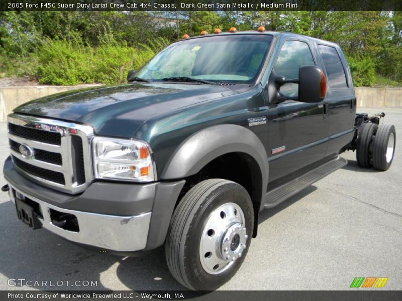 Dark Green Satin Metallic / Medium Flint 2005 Ford F450 Super Duty Lariat Crew Cab 4x4 Chassis