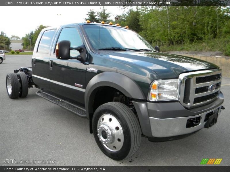 Dark Green Satin Metallic / Medium Flint 2005 Ford F450 Super Duty Lariat Crew Cab 4x4 Chassis