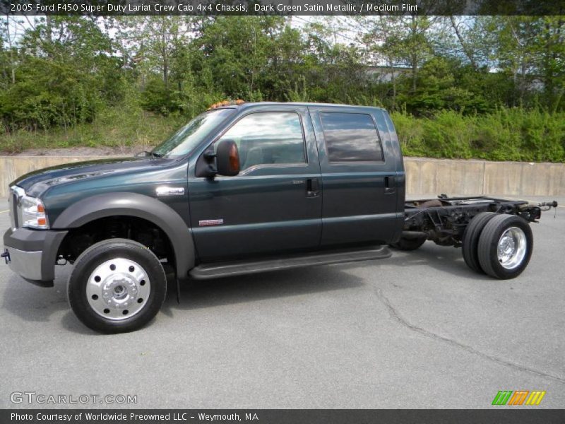 Dark Green Satin Metallic / Medium Flint 2005 Ford F450 Super Duty Lariat Crew Cab 4x4 Chassis