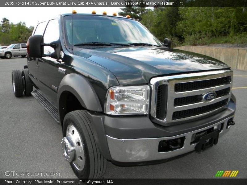 Dark Green Satin Metallic / Medium Flint 2005 Ford F450 Super Duty Lariat Crew Cab 4x4 Chassis