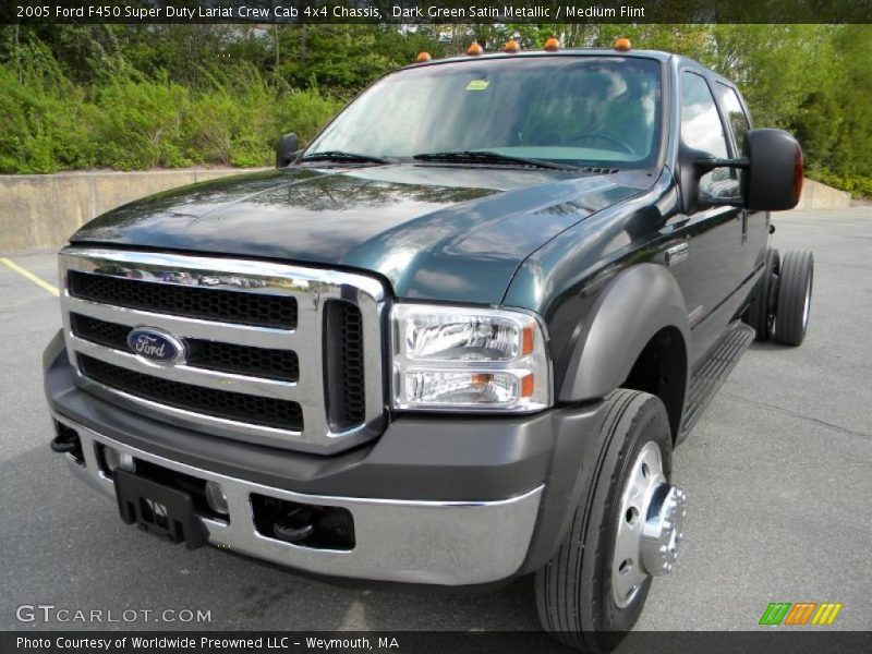 Dark Green Satin Metallic / Medium Flint 2005 Ford F450 Super Duty Lariat Crew Cab 4x4 Chassis