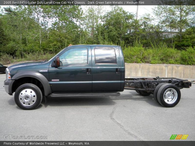 Dark Green Satin Metallic / Medium Flint 2005 Ford F450 Super Duty Lariat Crew Cab 4x4 Chassis