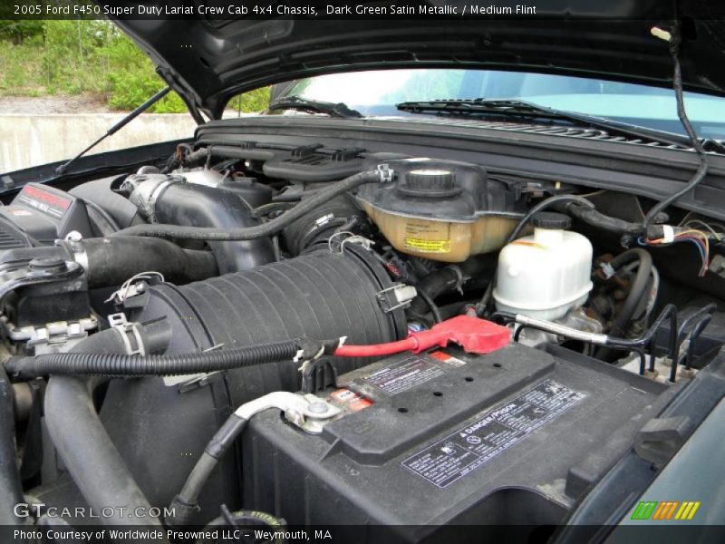 Dark Green Satin Metallic / Medium Flint 2005 Ford F450 Super Duty Lariat Crew Cab 4x4 Chassis
