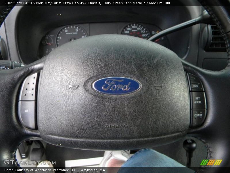 Dark Green Satin Metallic / Medium Flint 2005 Ford F450 Super Duty Lariat Crew Cab 4x4 Chassis
