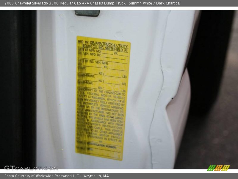 Summit White / Dark Charcoal 2005 Chevrolet Silverado 3500 Regular Cab 4x4 Chassis Dump Truck