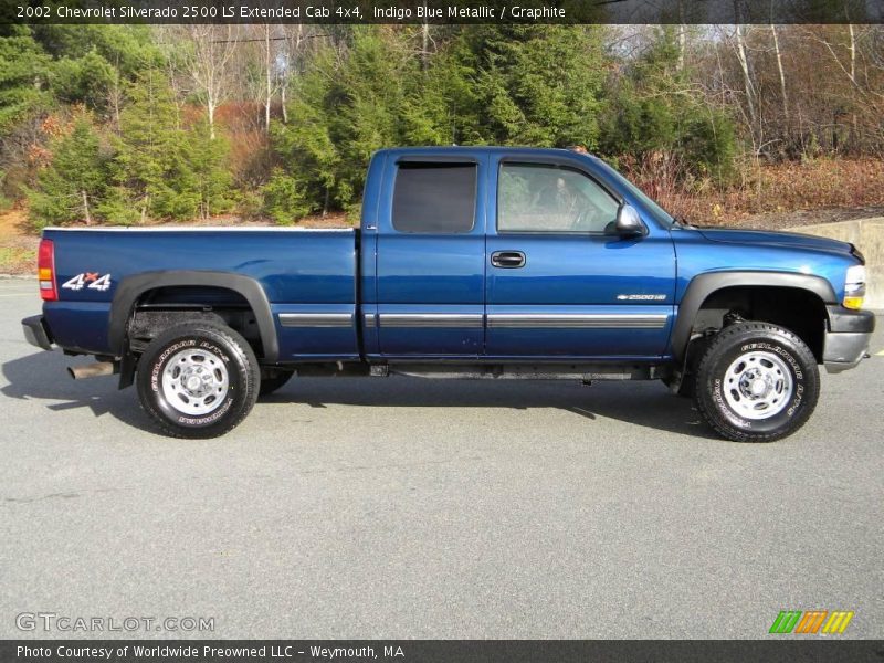 Indigo Blue Metallic / Graphite 2002 Chevrolet Silverado 2500 LS Extended Cab 4x4