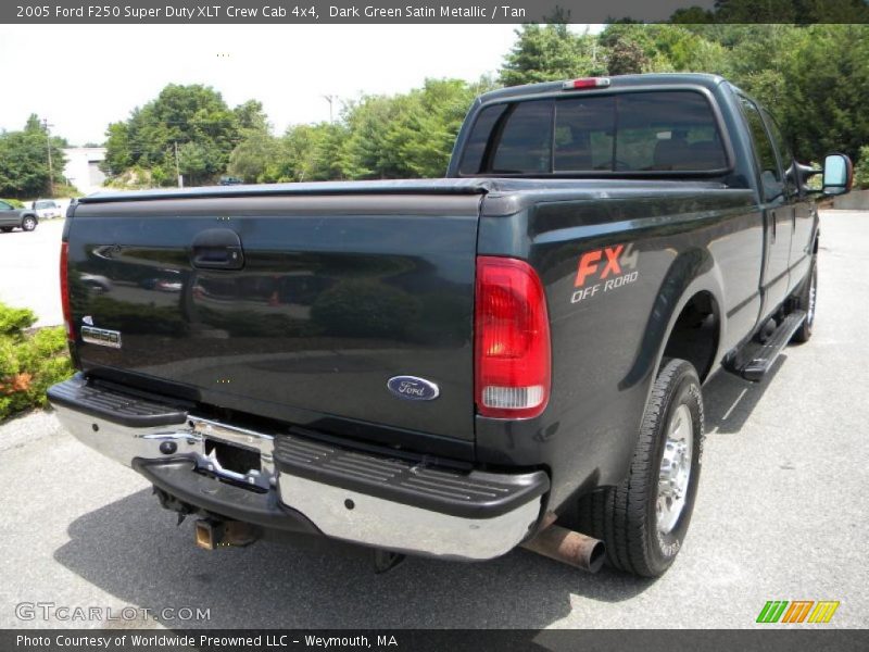 Dark Green Satin Metallic / Tan 2005 Ford F250 Super Duty XLT Crew Cab 4x4