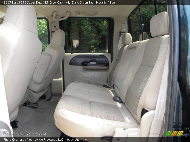 Dark Green Satin Metallic / Tan 2005 Ford F250 Super Duty XLT Crew Cab 4x4