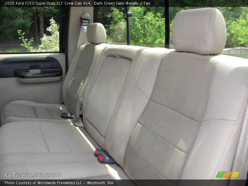 Dark Green Satin Metallic / Tan 2005 Ford F250 Super Duty XLT Crew Cab 4x4