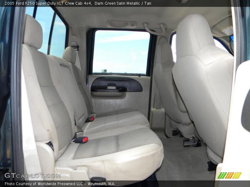 Dark Green Satin Metallic / Tan 2005 Ford F250 Super Duty XLT Crew Cab 4x4